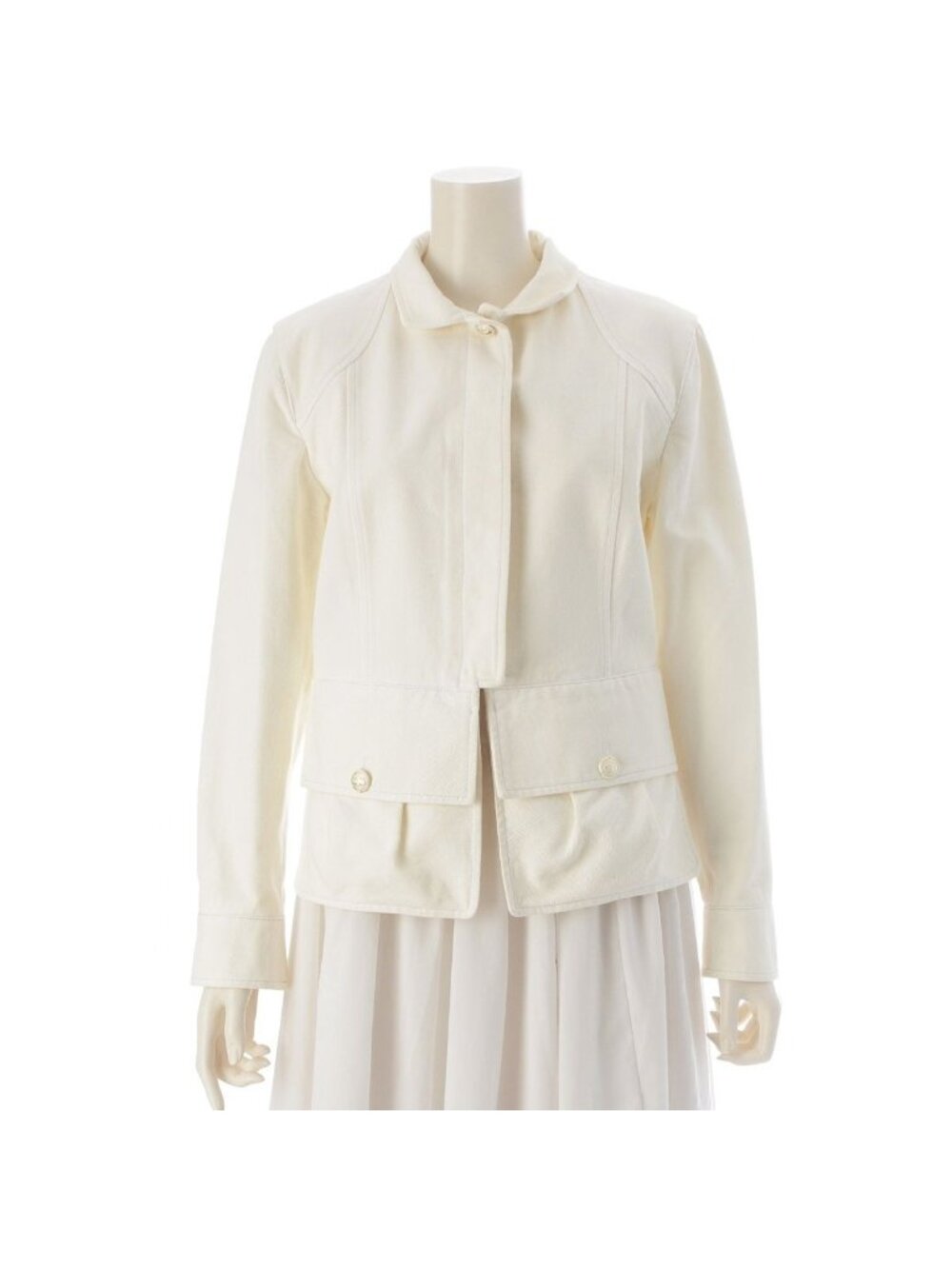 Chanel Cotton Logo Button Jacket White 40